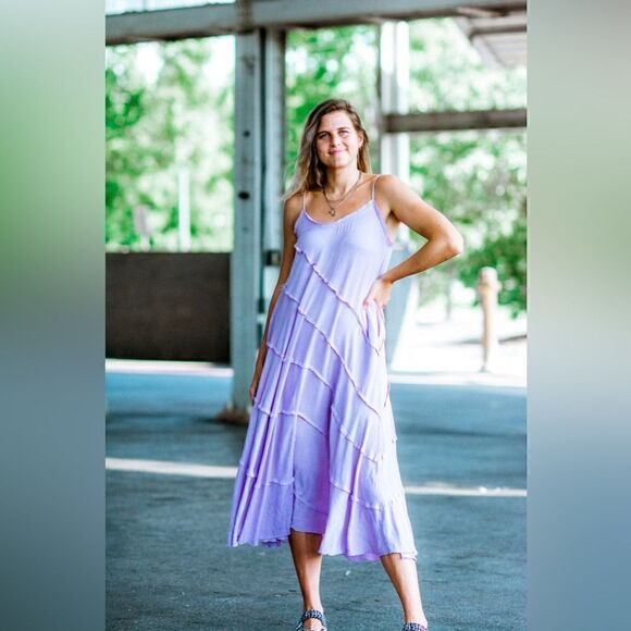 Boutique Lavender Tiered Dress - Picture 1 of 5